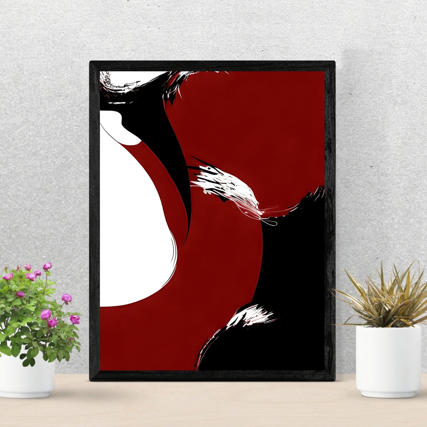 Abstrakte Wandkunst rot schwarz weiß moderner minimalistischer Kunstdruck Schlafzimmerdekor große moderne Kunst Wandkunst Papier Posterdruck