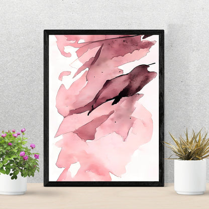 Abstract wall art pink white modern minimalist artprint bedroom decor neutral tones Paper Poster Print