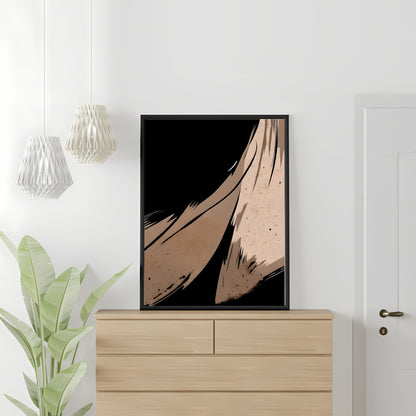 Abstrakte Wandkunst beige schwarz moderner minimalistischer Kunstdruck Schlafzimmerdekor nordische Kunst Papierposterdrucke