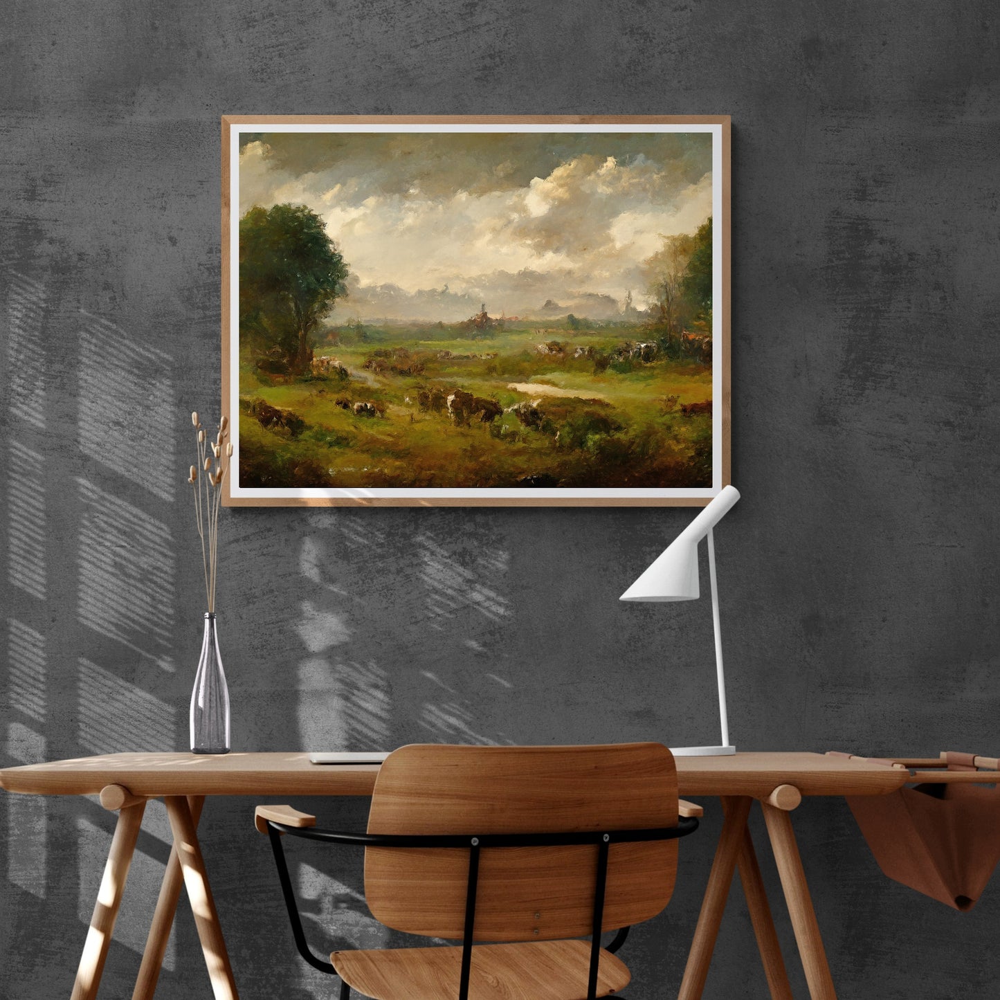 Vintage Country Landscape Painting Paper Poster PrintsVintage Oil Painting & Wall Art open wild country landscape, Antique art