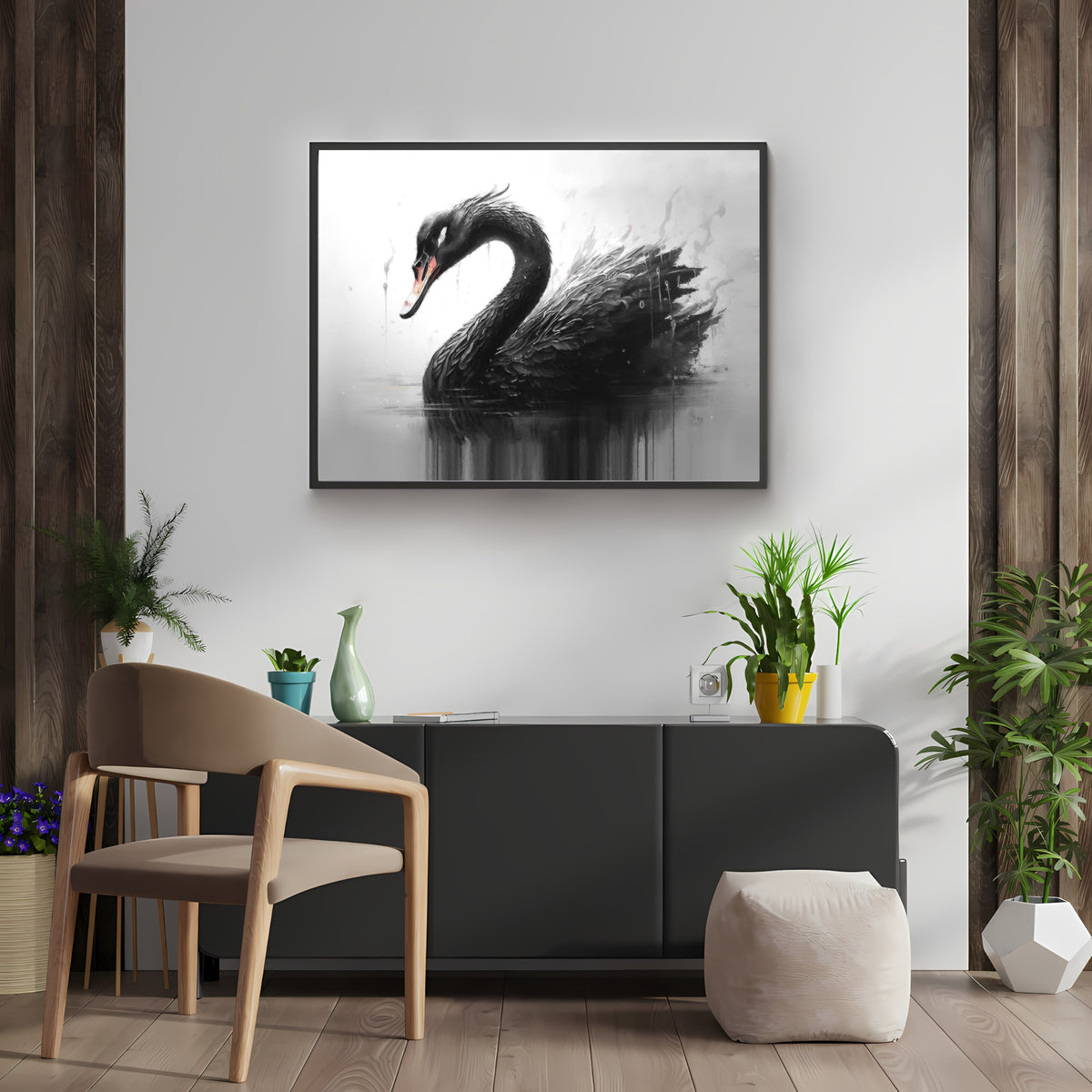 Stunning Black Swan Painting - Elegant and Mysterious Wall Art ...