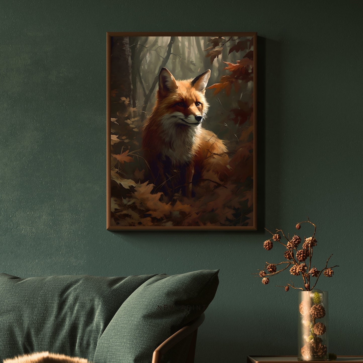 Roter Fuchs, Waldwandkunst, Vintage-Gemälde, Tierwelt, Dekorkunst, Dark Academia-Wandkunst, rustikale Fuchsmalerei, Cottagecore-Kunstwerk, Papier-Posterdrucke