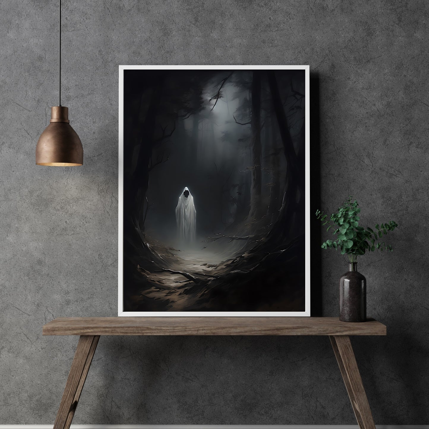 Ghost Haunting Woodland Gothic Wall Art Dark Academia Oil Painting Dark Cottagecore Nostalgia Poster Gothic Retro Spooky Wall Art Witchy Decor Paper Poster Prints