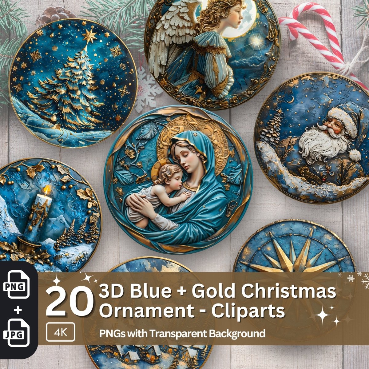 3D Christmas Ornament 20 PNG Bundle Sublimation Design Festive Round Stickers Stylish 3D Effect Round Christmas Decoration Clipart - Everything Pixel