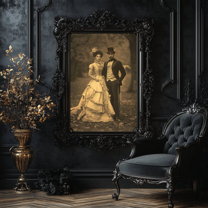 Custom Victorian Couple Wall Art Print – Personalized Romantic Vintage Portrait