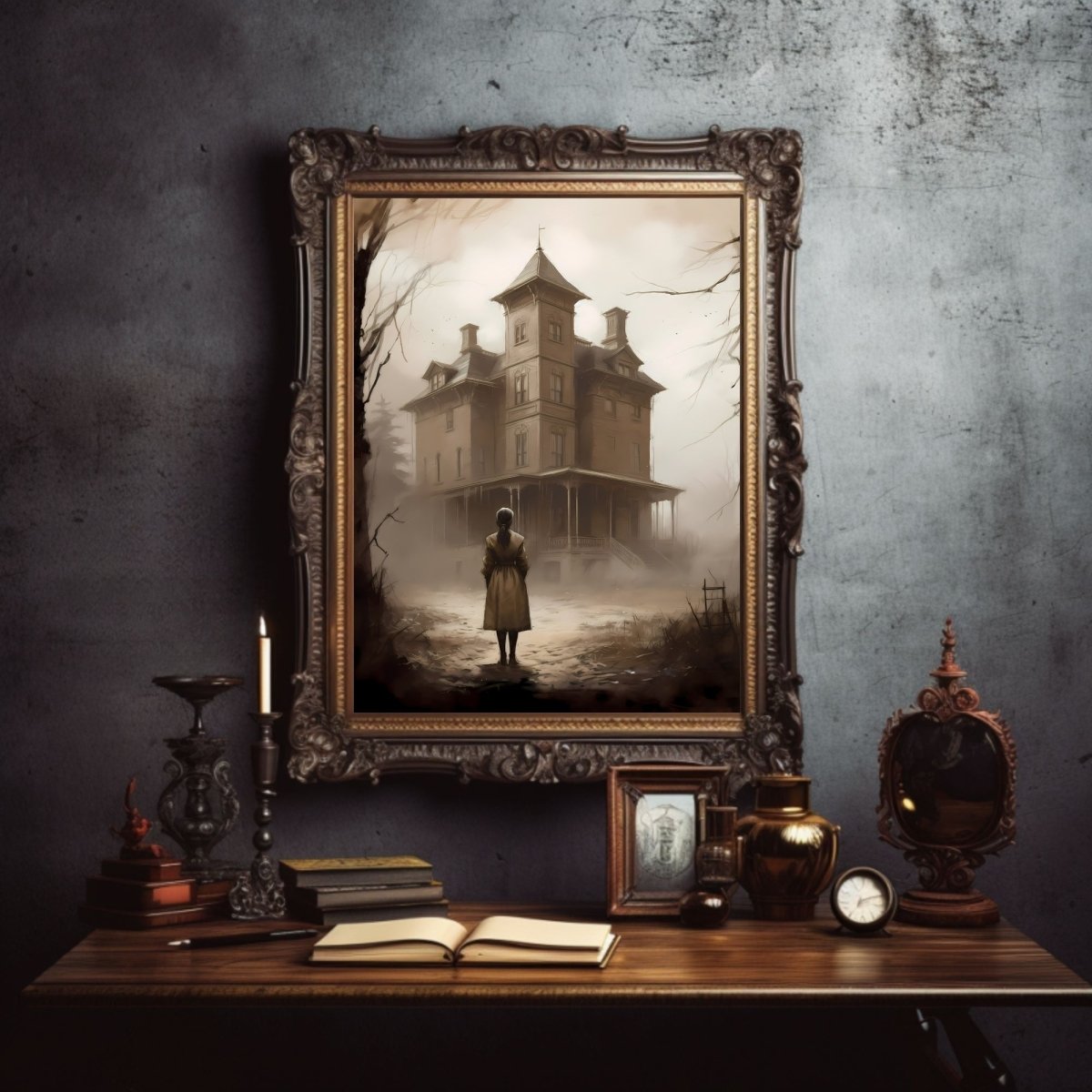 Abandoned Mansion Haunted House Paper Poster Prints Dark Spooky Decor Creepy Goth Wall Art Eerie Painting Dark Cottagecore Gothic Wall Art - Everything Pixel