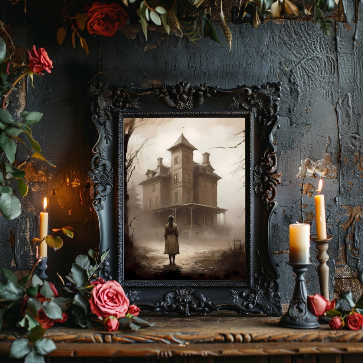 Abandoned Mansion Haunted House Paper Poster Prints Dark Spooky Decor Creepy Goth Wall Art Eerie Painting Dark Cottagecore Gothic Wall Art - Everything Pixel
