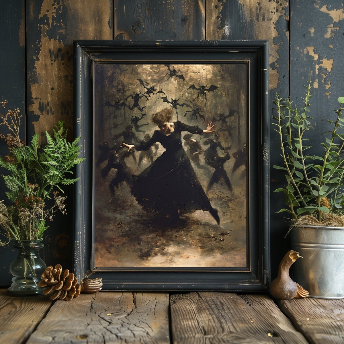 All Hell breaks loose - Dancing Witch Casting Spell - Dark, Gothic Wall Art Print - Everything Pixel