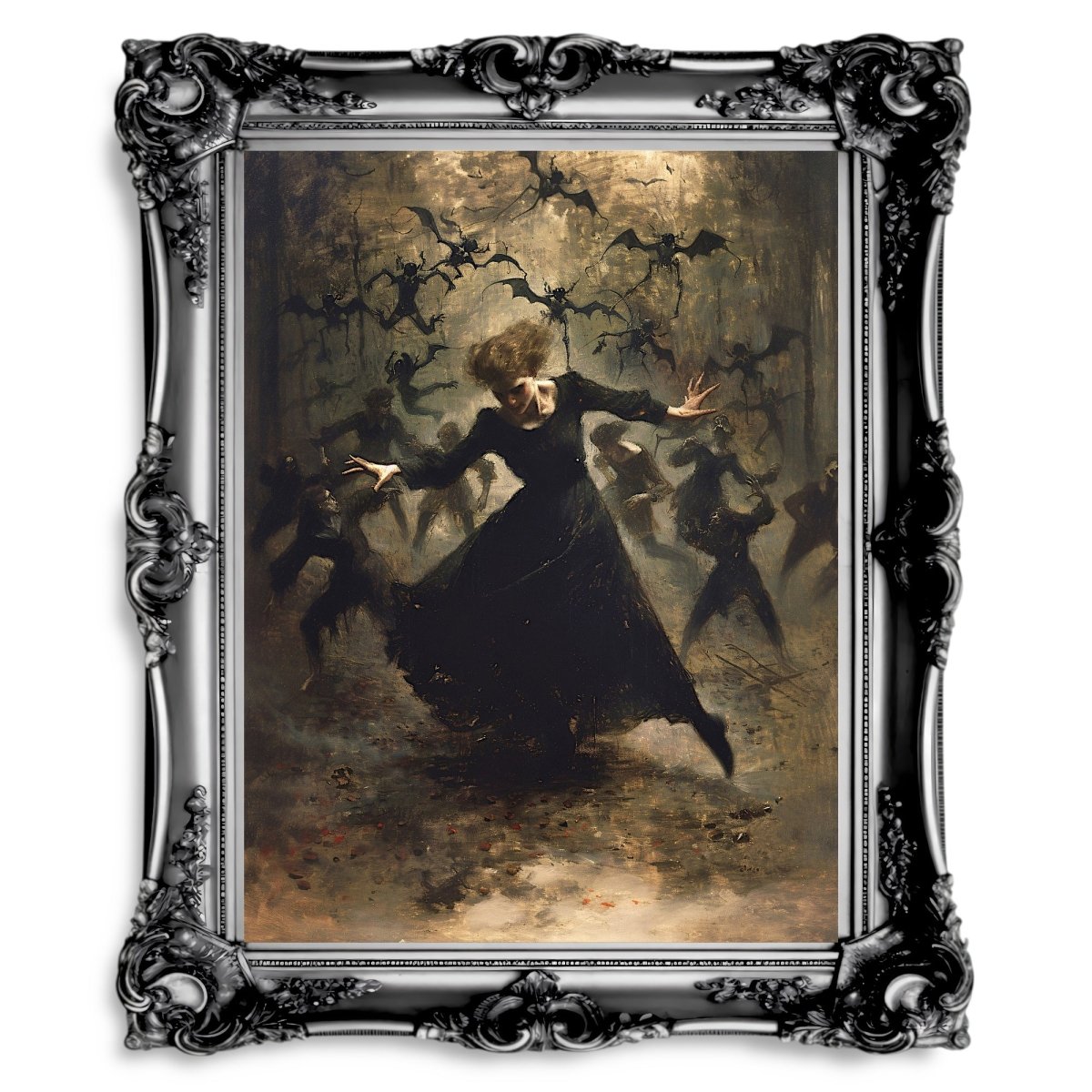 All Hell breaks loose - Dancing Witch Casting Spell - Dark, Gothic Wall Art Print - Everything Pixel