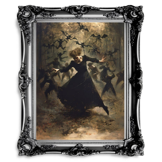 All Hell breaks loose - Dancing Witch Casting Spell - Dark, Gothic Wall Art Print - Everything Pixel