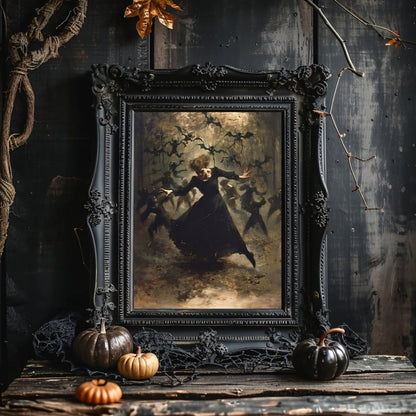 All Hell breaks loose - Dancing Witch Casting Spell - Dark, Gothic Wall Art Print - Everything Pixel