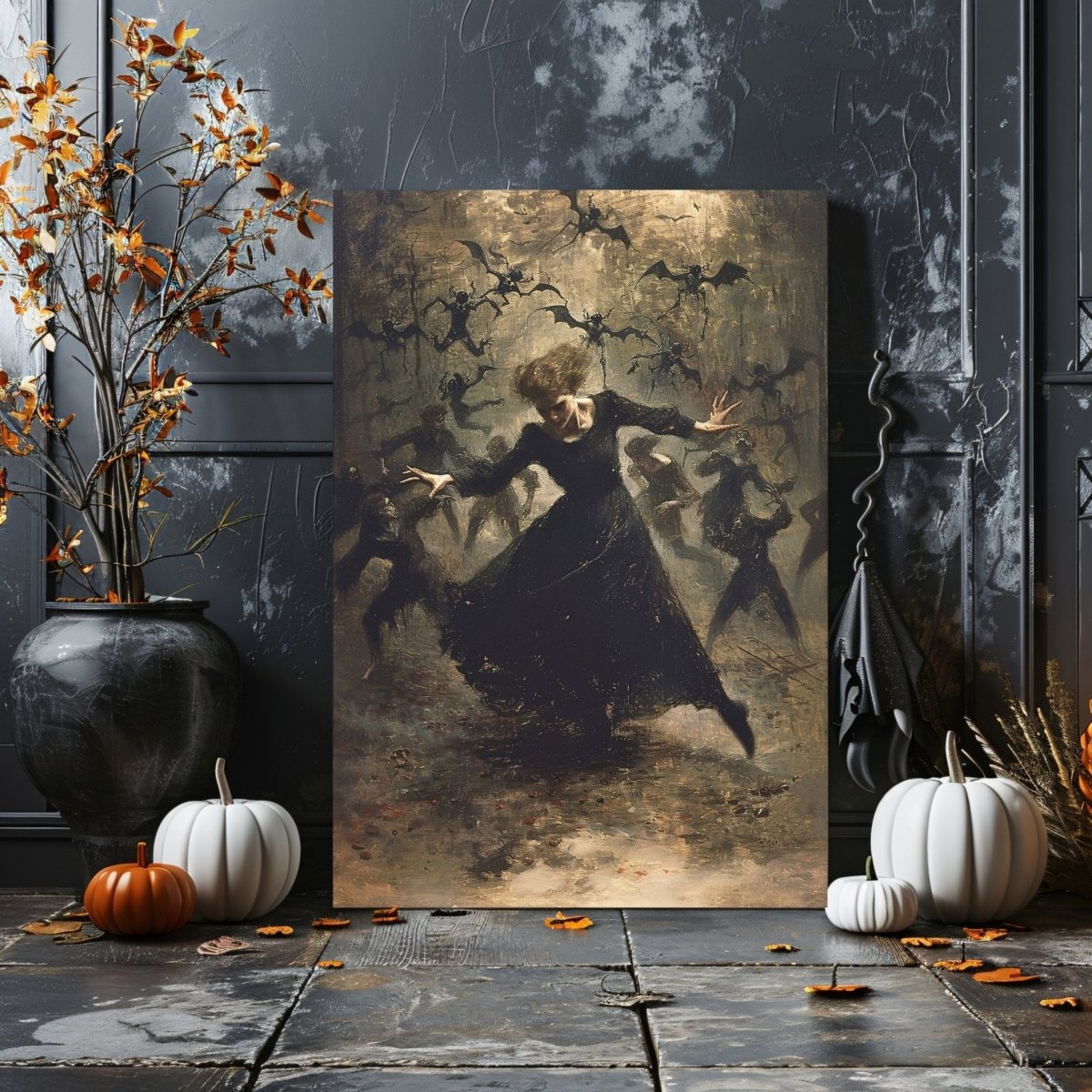 All hell breaks loose - Witch Casting Spell by Dancing - Gothic Canvas Print - Everything Pixel