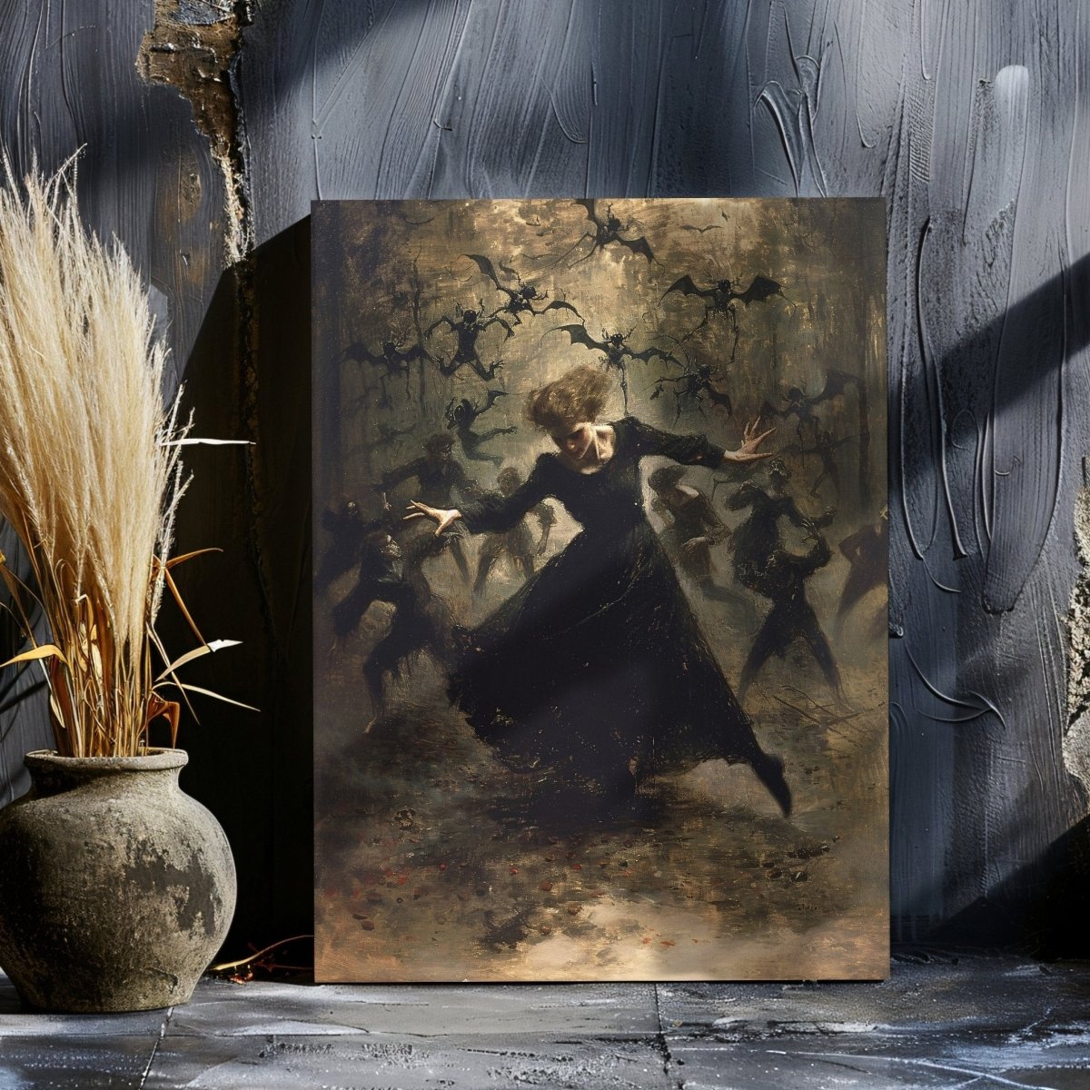 All hell breaks loose - Witch Casting Spell by Dancing - Gothic Canvas Print - Everything Pixel