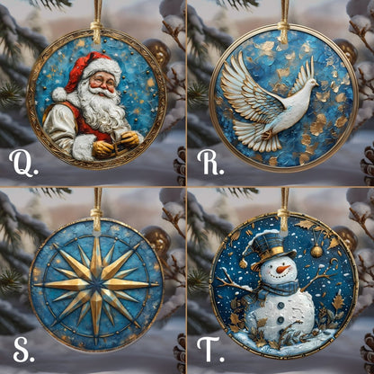 Blue & Gold Christmas Ornaments 20 Options Ceramic Ornaments (no relief) Festive Christmas Tree Decor Gift Idea Seasonal Home Decor - Everything Pixel