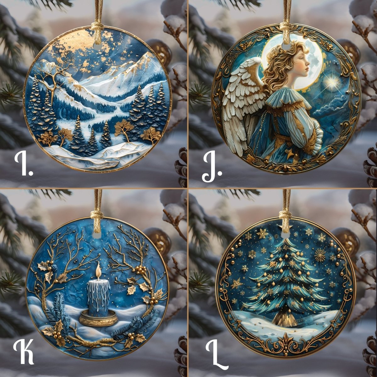 Blue & Gold Christmas Ornaments 20 Options Ceramic Ornaments (no relief) Festive Christmas Tree Decor Gift Idea Seasonal Home Decor - Everything Pixel