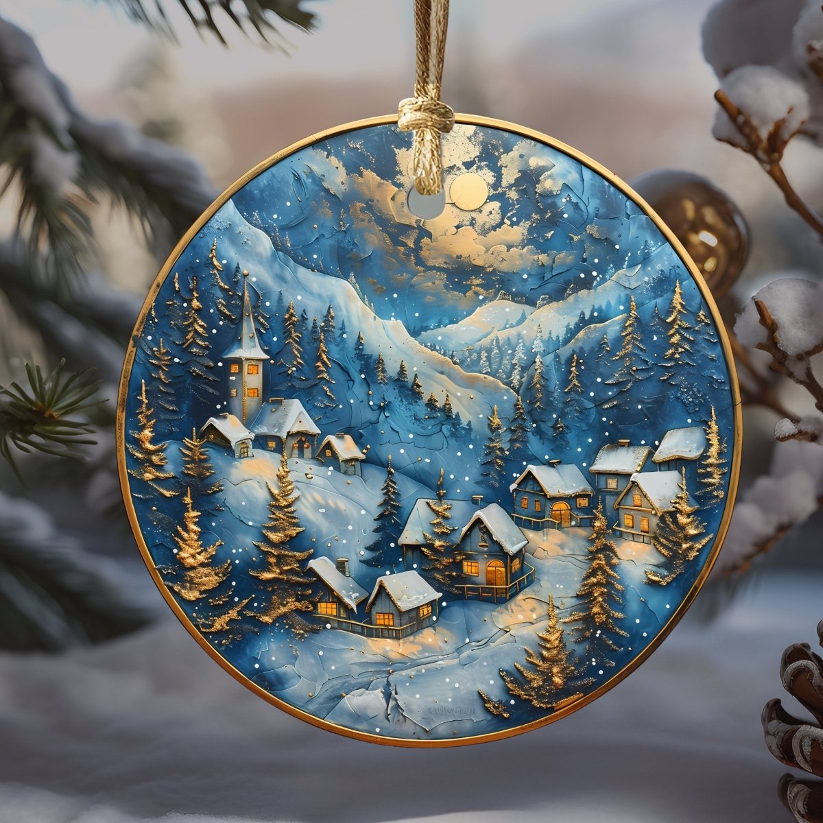 Blue & Gold Christmas Ornaments 20 Options Ceramic Ornaments (no relief) Festive Christmas Tree Decor Gift Idea Seasonal Home Decor - Everything Pixel