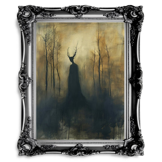 Celtic Forest God Silhouette in Autumn - Gothic Wall Art Print - Everything Pixel