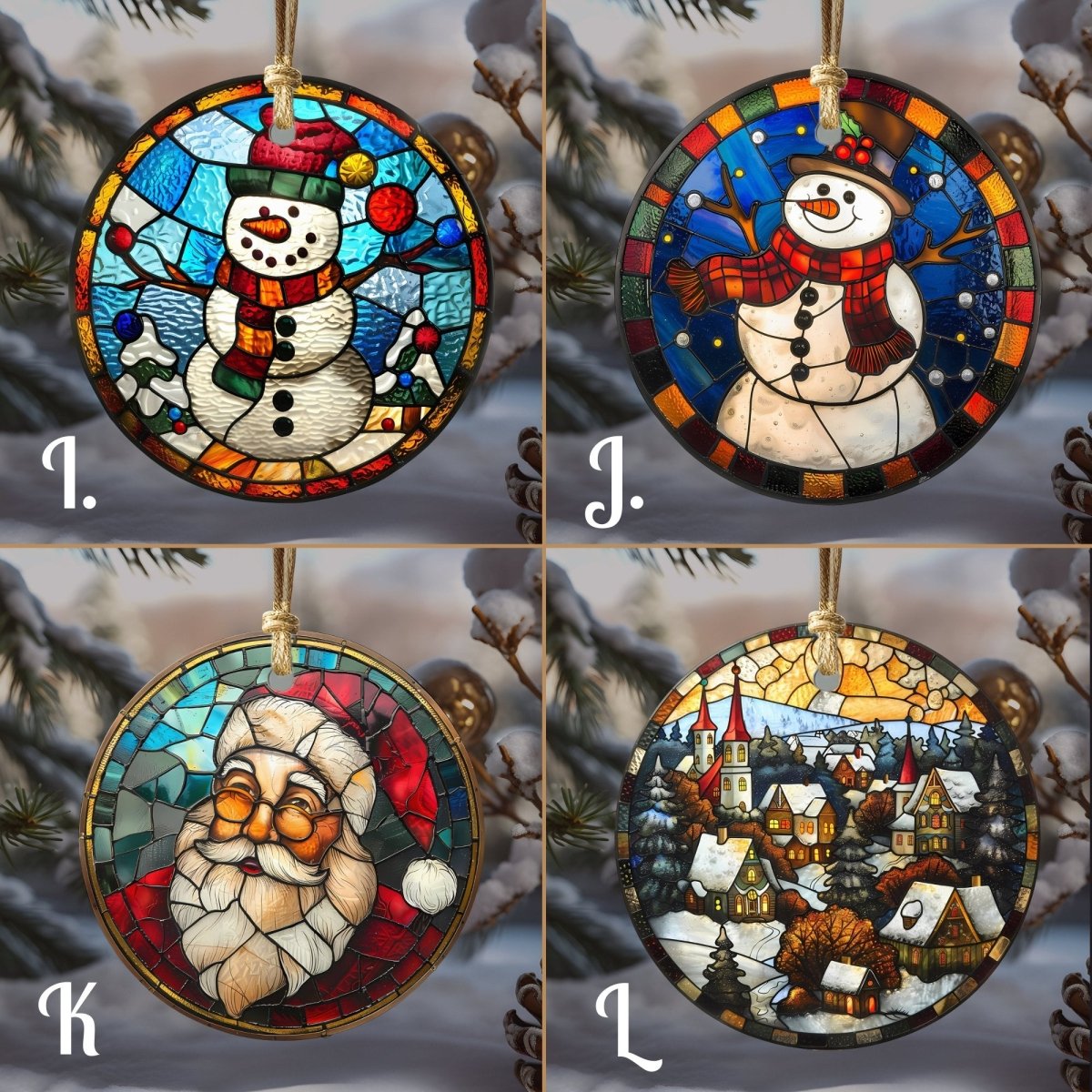 Christmas Ornaments 20 Options Ceramic Ornaments with Stained Glass Look (no relief) Festive Christmas Tree Decor Religious Decor - Everything Pixel