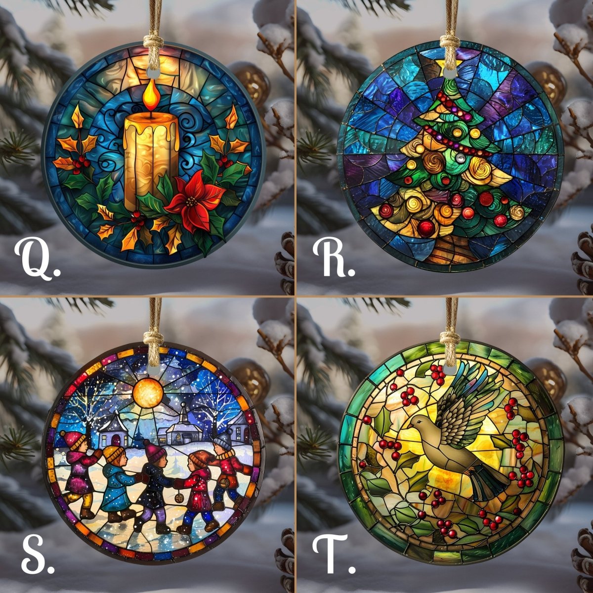 Christmas Ornaments 20 Options Ceramic Ornaments with Stained Glass Look (no relief) Festive Christmas Tree Decor Religious Decor - Everything Pixel