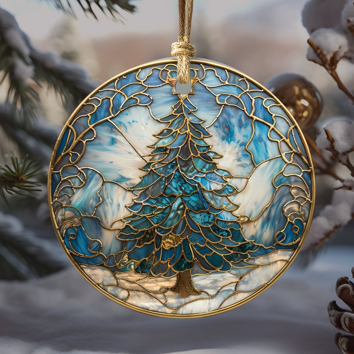 Christmas Ornaments Blue & Gold 20 Options Ceramic Ornaments with Stained Glass Look (no relief) Festive Christmas Tree Decor Gift Idea - Everything Pixel