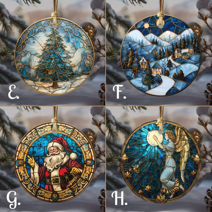 Christmas Ornaments Blue & Gold 20 Options Ceramic Ornaments with Stained Glass Look (no relief) Festive Christmas Tree Decor Gift Idea - Everything Pixel