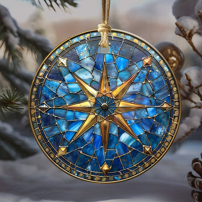 Christmas Ornaments Blue & Gold 20 Options Ceramic Ornaments with Stained Glass Look (no relief) Festive Christmas Tree Decor Gift Idea - Everything Pixel