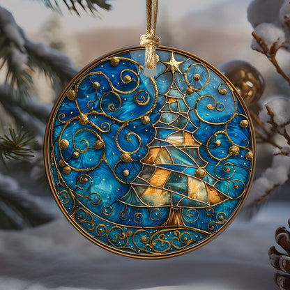 Christmas Ornaments Blue & Gold 20 Options Ceramic Ornaments with Stained Glass Look (no relief) Festive Christmas Tree Decor Gift Idea - Everything Pixel