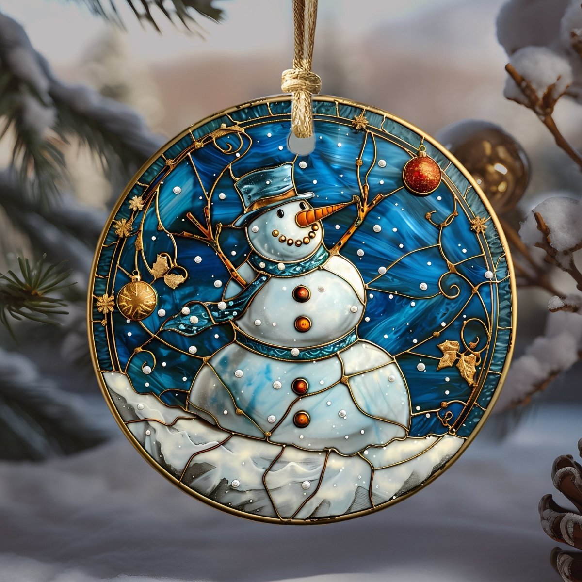 Christmas Ornaments Blue & Gold 20 Options Ceramic Ornaments with Stained Glass Look (no relief) Festive Christmas Tree Decor Gift Idea - Everything Pixel