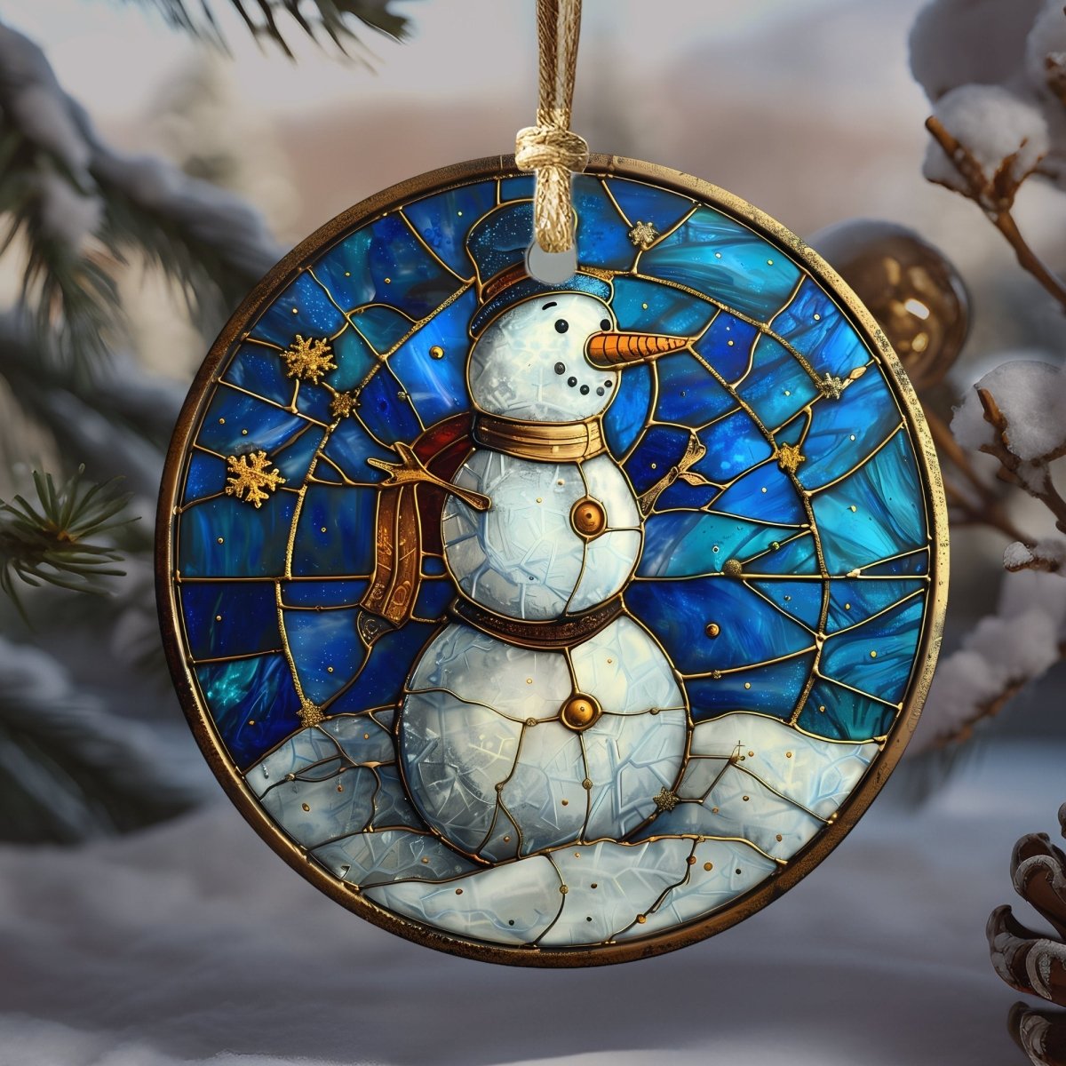 Christmas Ornaments Blue & Gold 20 Options Ceramic Ornaments with Stained Glass Look (no relief) Festive Christmas Tree Decor Gift Idea - Everything Pixel