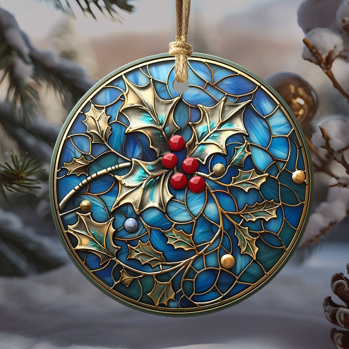 Christmas Ornaments Blue & Gold 20 Options Ceramic Ornaments with Stained Glass Look (no relief) Festive Christmas Tree Decor Gift Idea - Everything Pixel