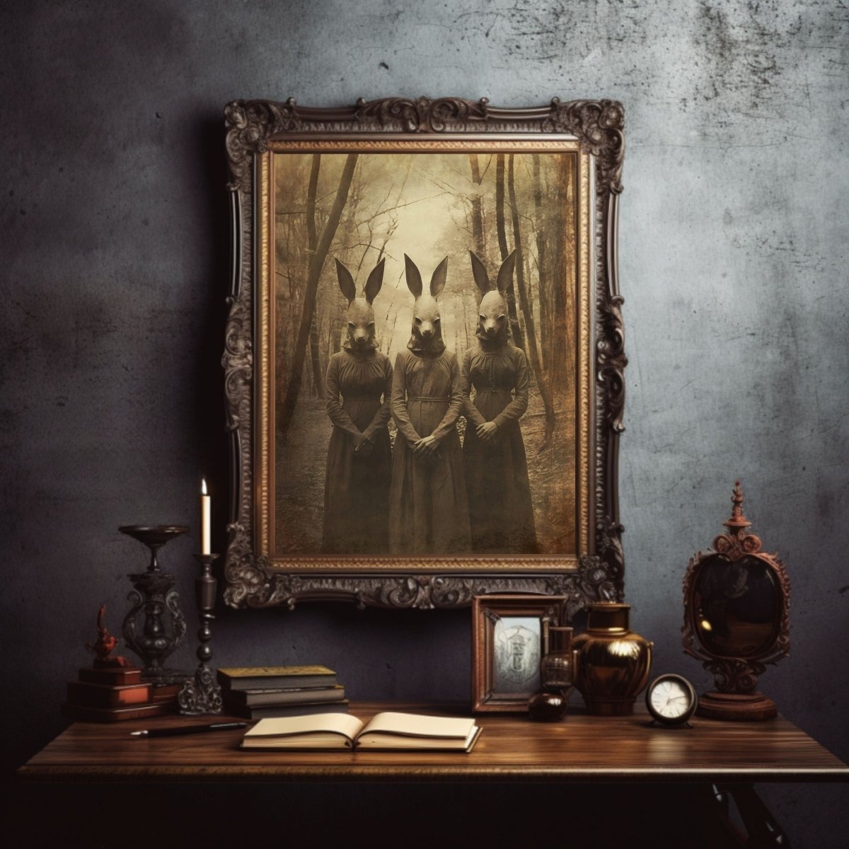 Cult of the Rabbit Gothic Wall Art Dark Cottagecore Vintage Photography Witchy Decor Gothic Occult Poster Dark Academia Home Print Paper Poster Print - Everything Pixel