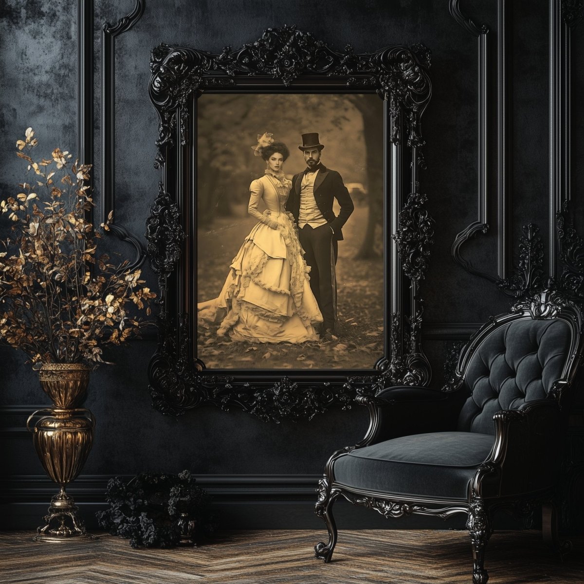 Custom Victorian Couple Wall Art Print – Personalized Romantic Vintage Portrait - Everything Pixel