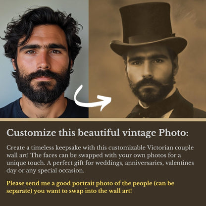 Custom Victorian Couple Wall Art Print – Personalized Romantic Vintage Portrait - Everything Pixel