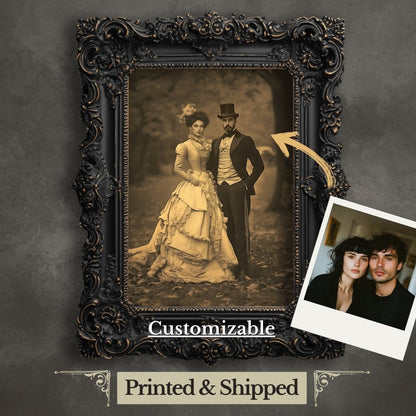 Custom Victorian Couple Wall Art Print – Personalized Romantic Vintage Portrait - Everything Pixel