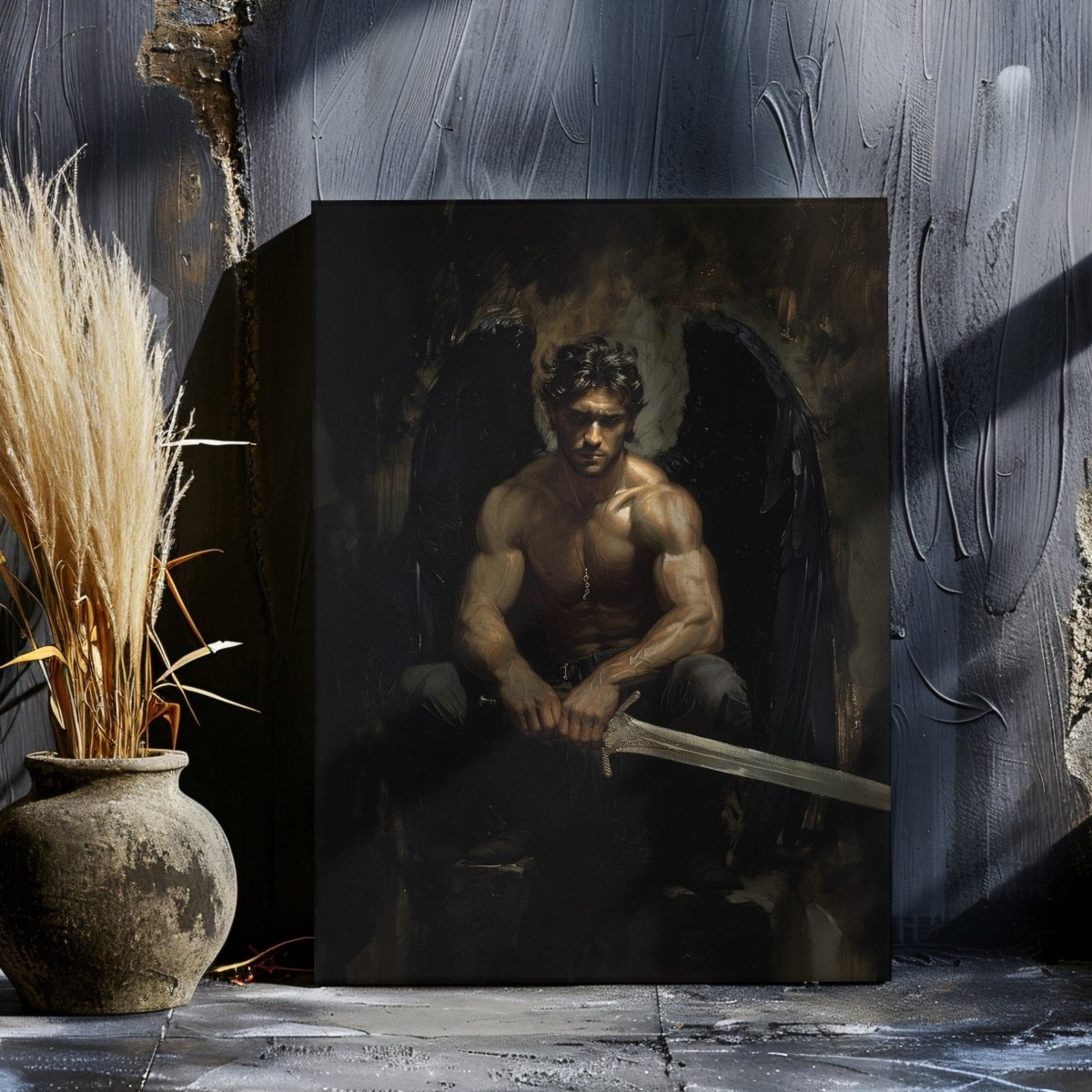 Dark Fallen Angel Canvas Print - Gothic Wall Art - Everything Pixel