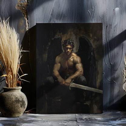 Dark Fallen Angel Canvas Print - Gothic Wall Art - Everything Pixel