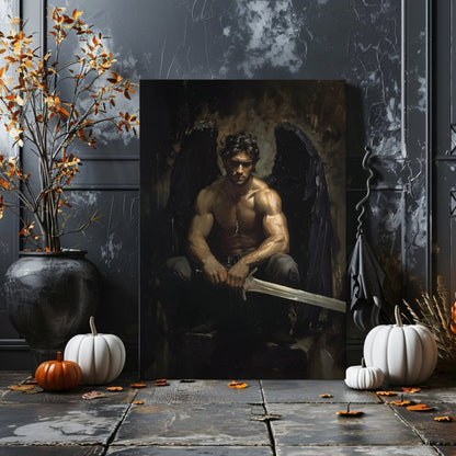 Dark Fallen Angel Canvas Print - Gothic Wall Art - Everything Pixel