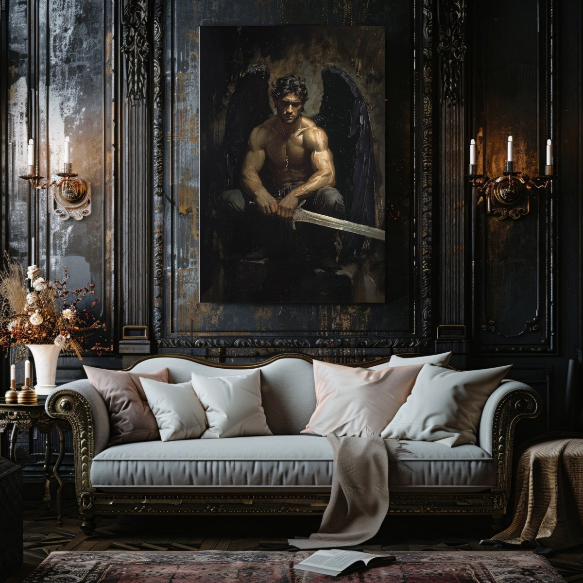 Dark Fallen Angel Canvas Print - Gothic Wall Art - Everything Pixel