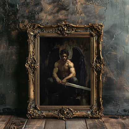 Dark Fallen Angel Wall Art Print - Gothic Wall Art - Everything Pixel