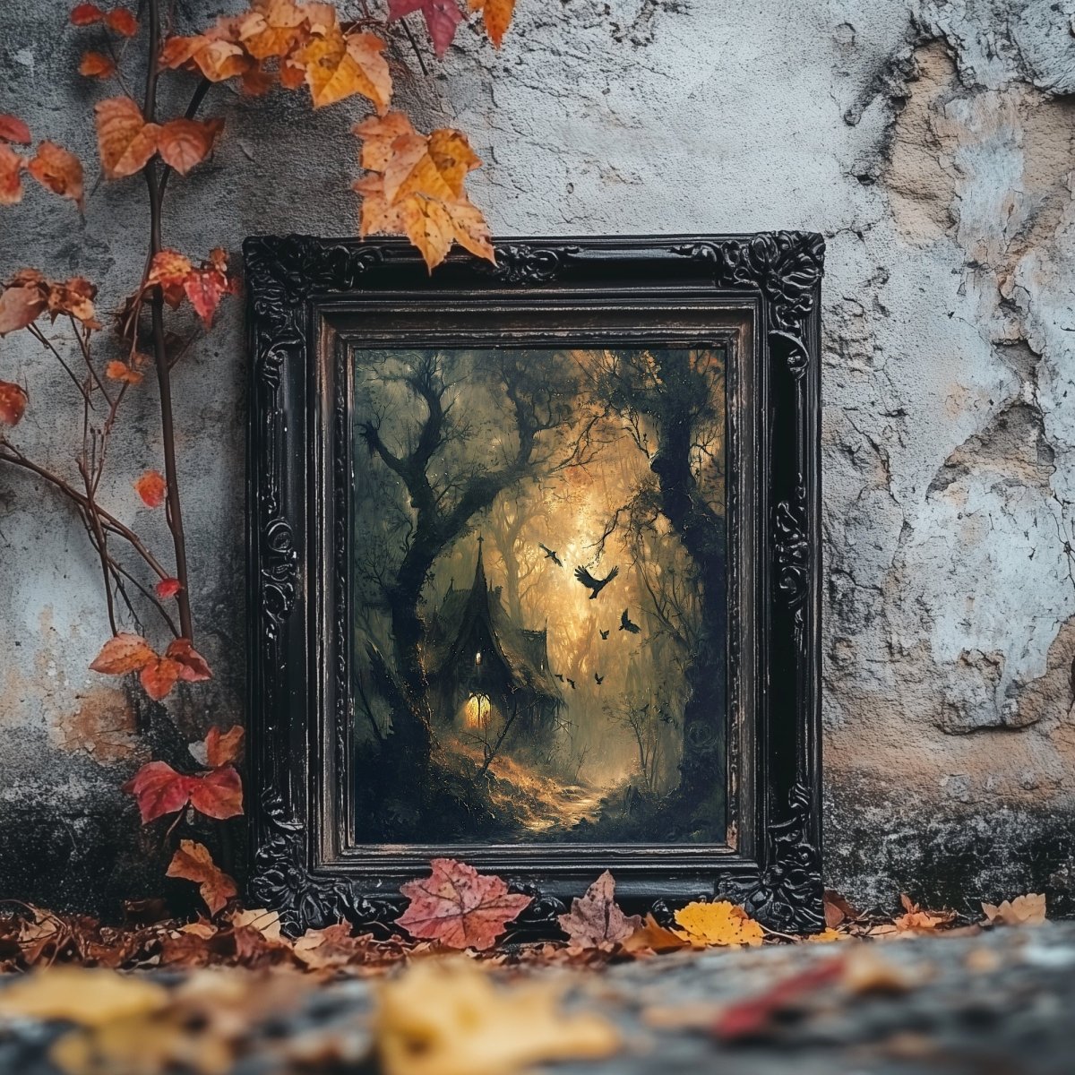 Enchanted Forest Witch Cottage Wall Art Print - Dark Fairytale Art - Everything Pixel
