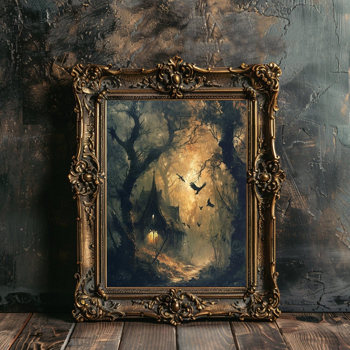 Enchanted Forest Witch Cottage Wall Art Print - Dark Fairytale Art - Everything Pixel