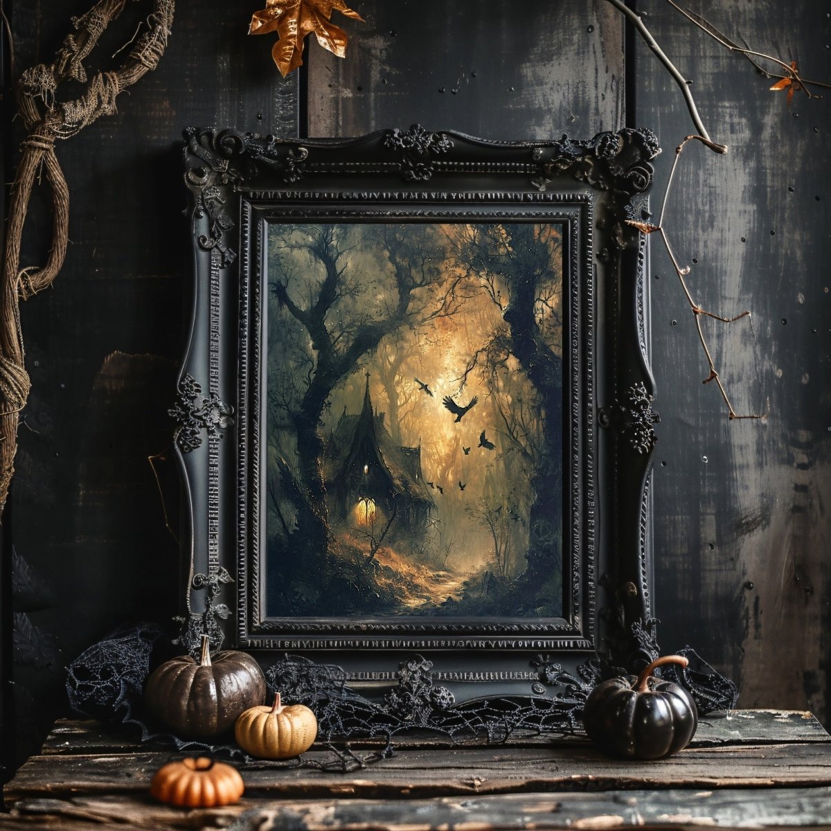 Enchanted Forest Witch Cottage Wall Art Print - Dark Fairytale Art - Everything Pixel