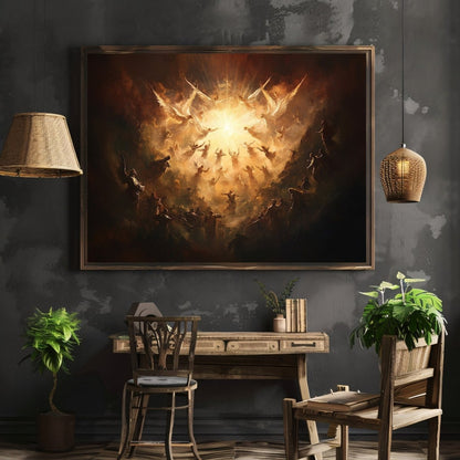 Ethereal Souls Ascension Wall Art Print – Angelic Transformation & Celestial Light Artwork - Everything Pixel