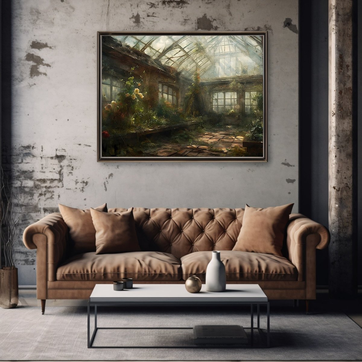 Forgotten Greenhouse Gothic Wall Art Romantic Lost Place Wall Decor Dark Cottagecore Artwork Vintage Nature Reclaim Aestetic Painting Paper Poster Print - Everything Pixel