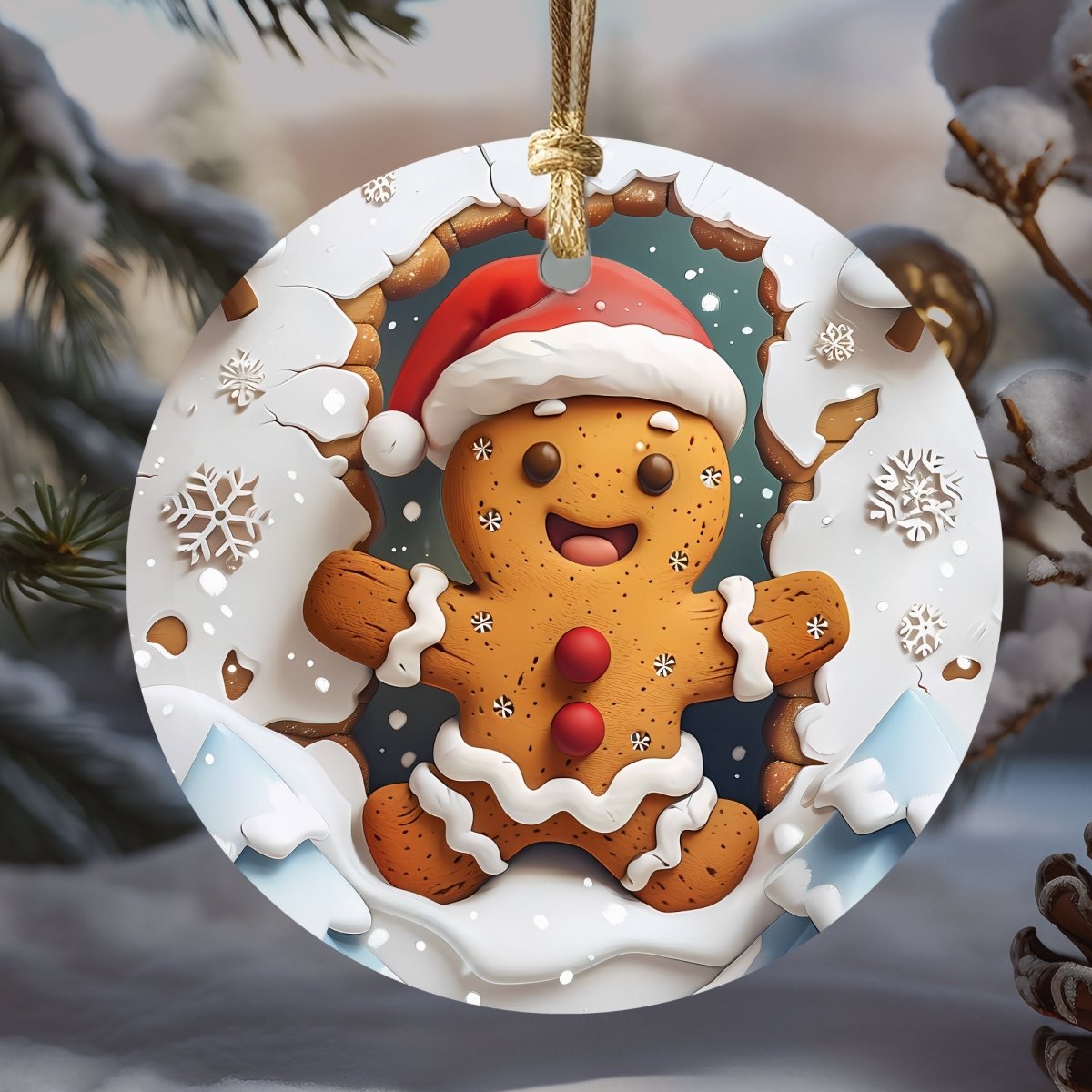 Funny Christmas Ornaments 20 Options Ceramic Ornaments Cute Characters 3D Break Through Wall Style (no relief) Festive Christmas Tree Decor - Everything Pixel