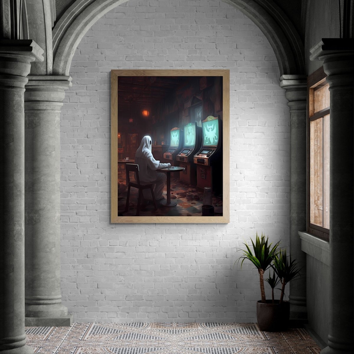 Ghost in an Abandoned Casino Gothic Wall Art Paper Poster Prints Spooky Decor Dark Academia Dark Cottagecore Nostalgia Poster Gothic Retro Ghost Wall Art Witchy Decor - Everything Pixel