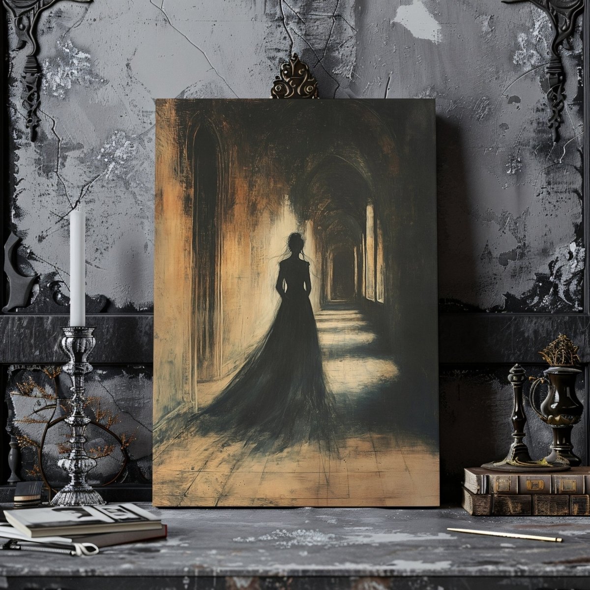 Ghostly Wizard School Canvas Art - Gothic Dark Academia Magic Decor - Everything Pixel