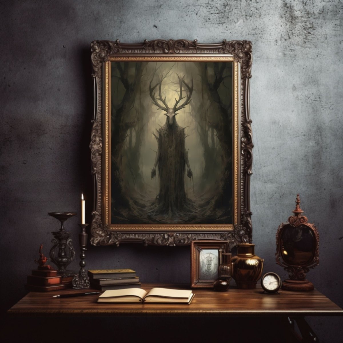 God of Forest Dark Cottagecore Gothic Wall Art Paper Poster Prints Wall Art Vintage Dark Academia Print Dark Aesthetic Room Decor Gothic Occult Witchcraft Print - Everything Pixel