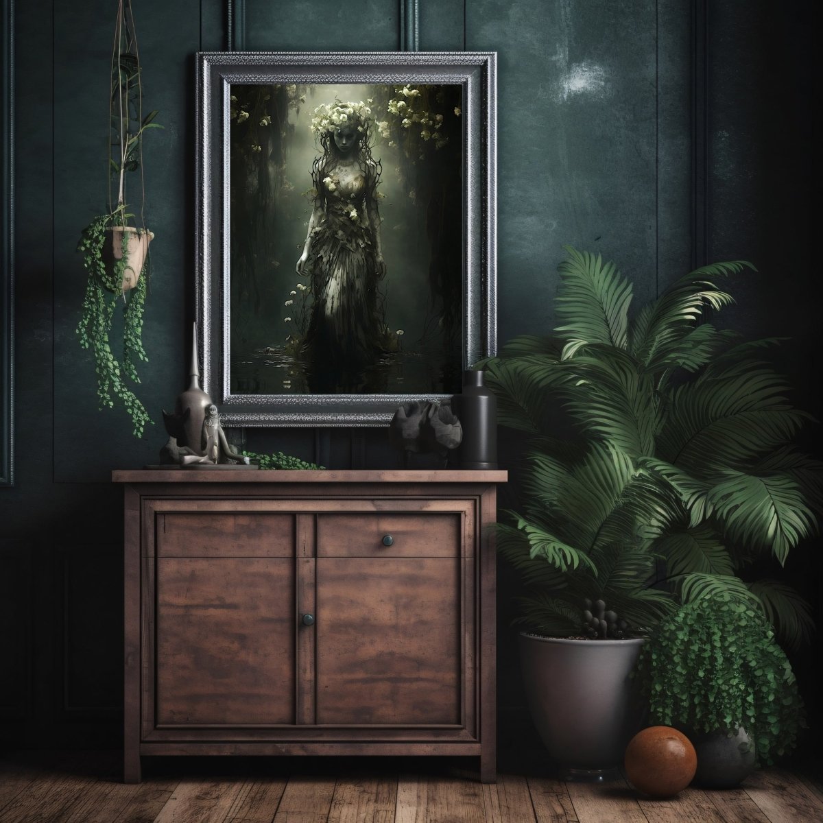 Goddess of Water Gothic Wall Art Dark Vintage Dark Academia Print Dark Aesthetic Room Decor Gothic Occult Witchcraft Print Paper Poster Print - Everything Pixel