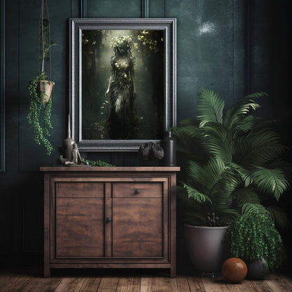 Goddess of Water Gothic Wall Art Dark Vintage Dark Academia Print Dark Aesthetic Room Decor Gothic Occult Witchcraft Print Paper Poster Print - Everything Pixel